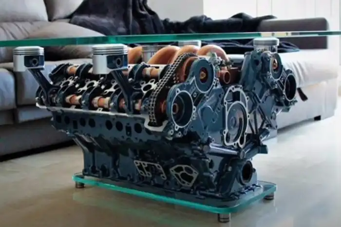 urn an Engine Block into a Coffee Table