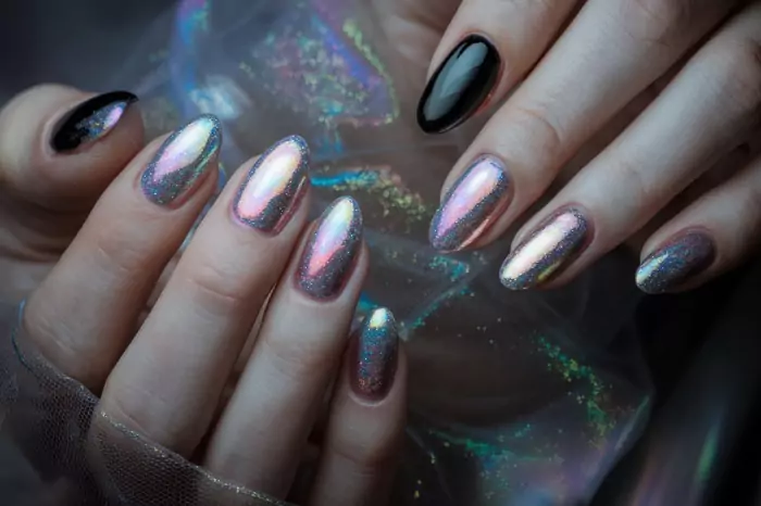 Iridescent and Darkness Nails