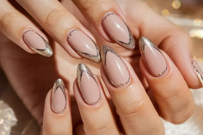 Sparkling Outline Nails